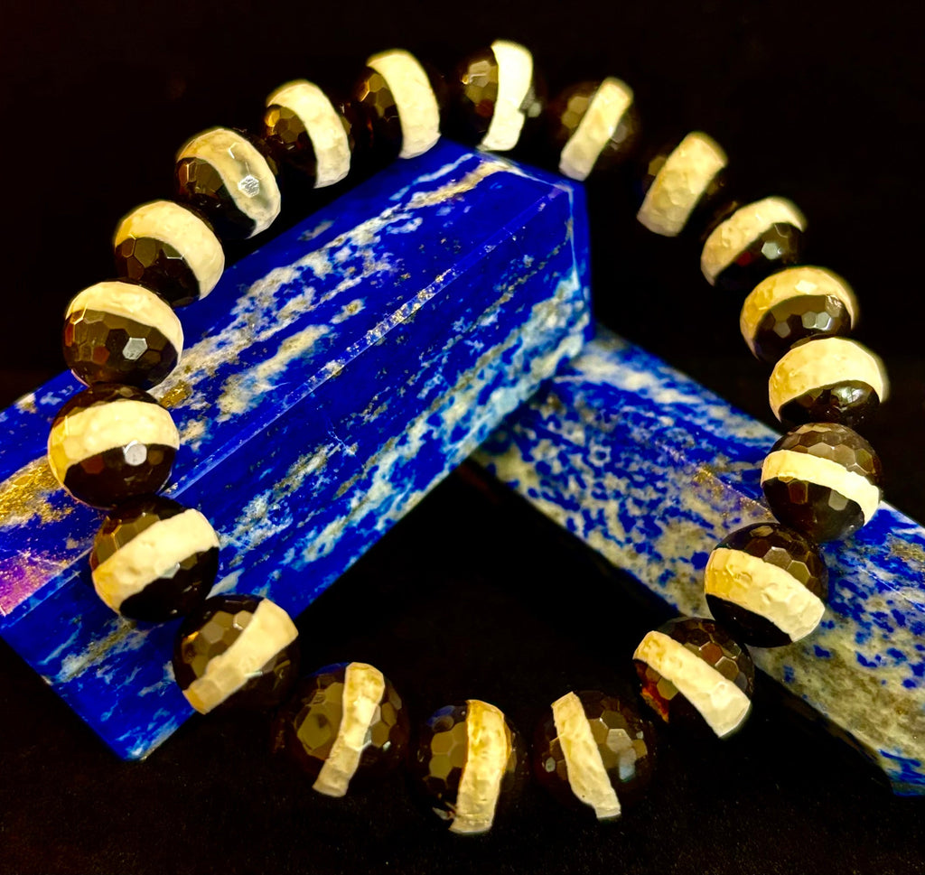 Tibetan Agate Protection Bracelet – Faceted Energy Beads (8mm / 10mm)