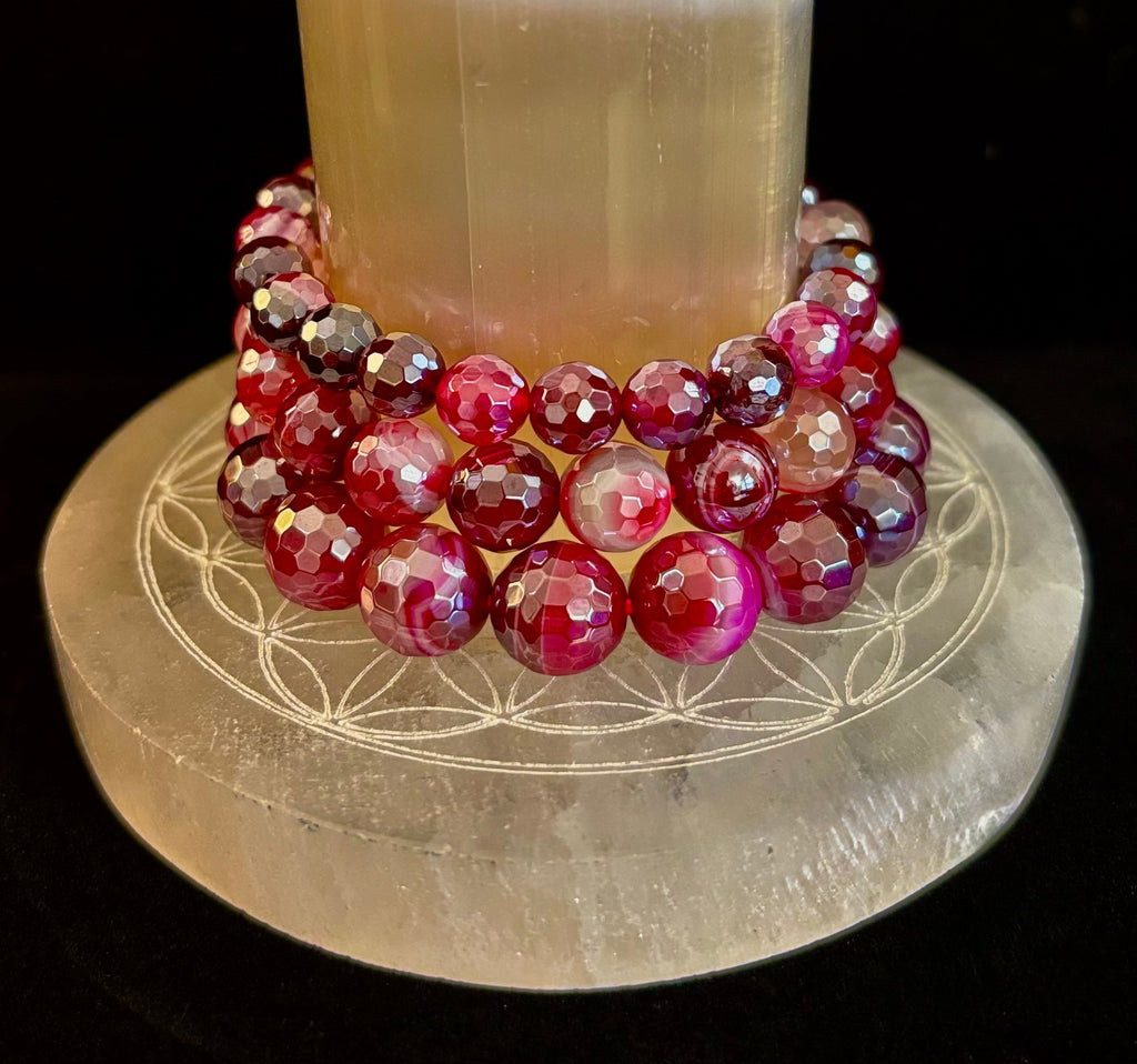 Fuchsia Prism Power Bracelet – Mystic Banded Agate (3 bead size options!)