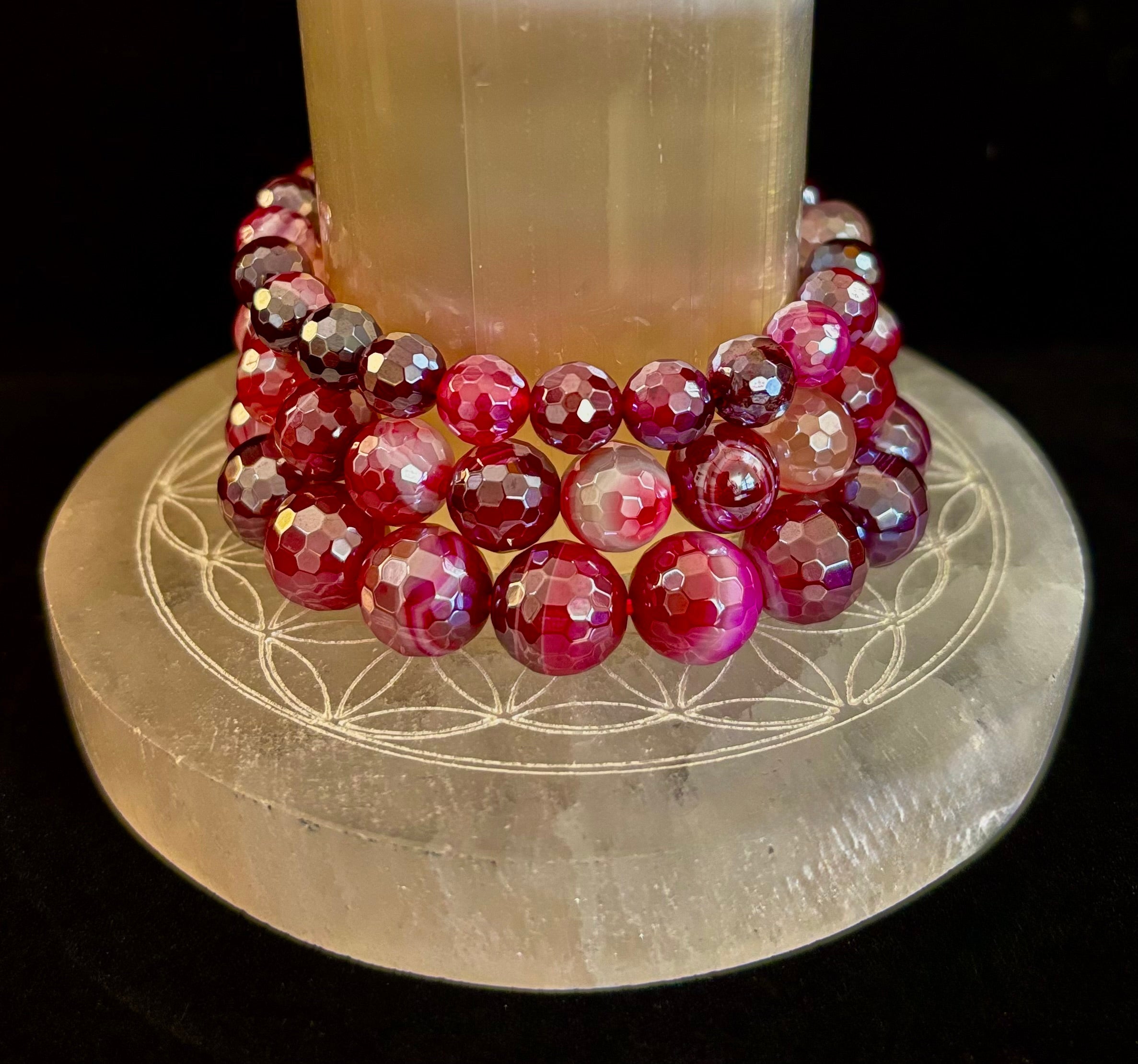 Fuchsia Prism Power Bracelet – Mystic Banded Agate (3 bead size options!)