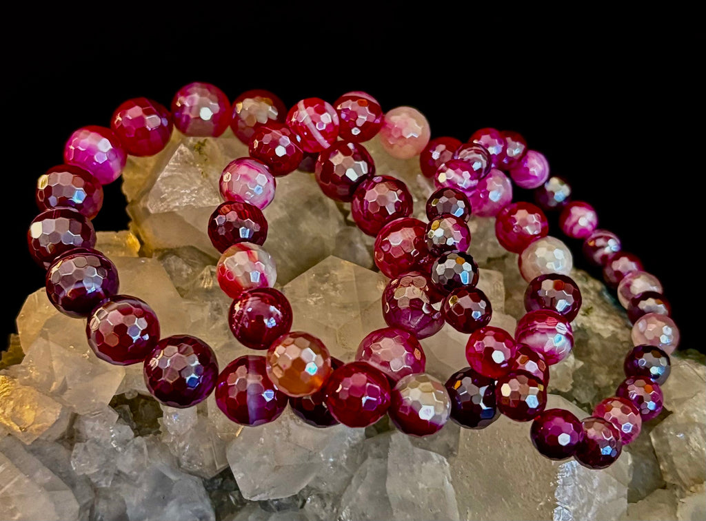 Fuchsia Prism Power Bracelet – Mystic Banded Agate (3 bead size options!)