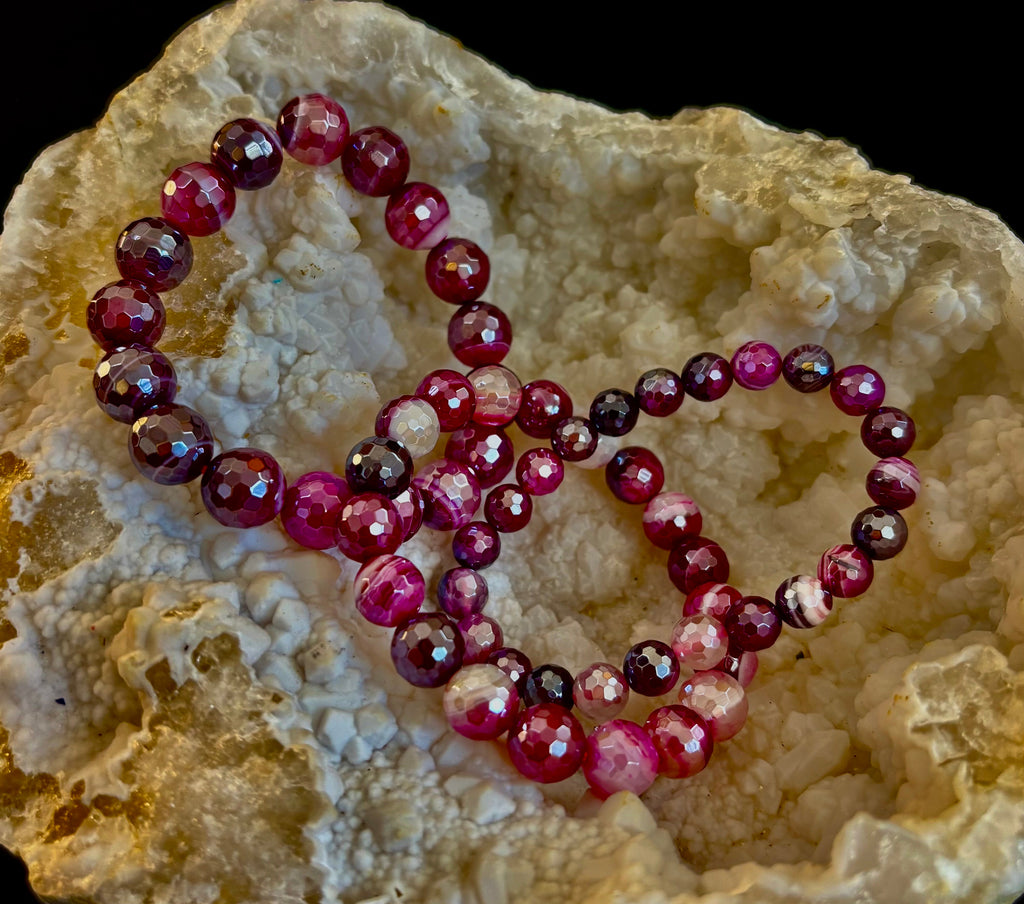 Fuchsia Prism Power Bracelet – Mystic Banded Agate (3 bead size options!)