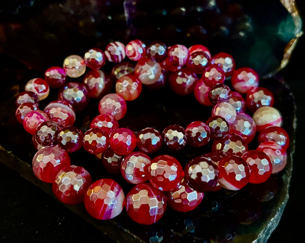 Fuchsia Prism Power Bracelet – Mystic Banded Agate (3 bead size options!)
