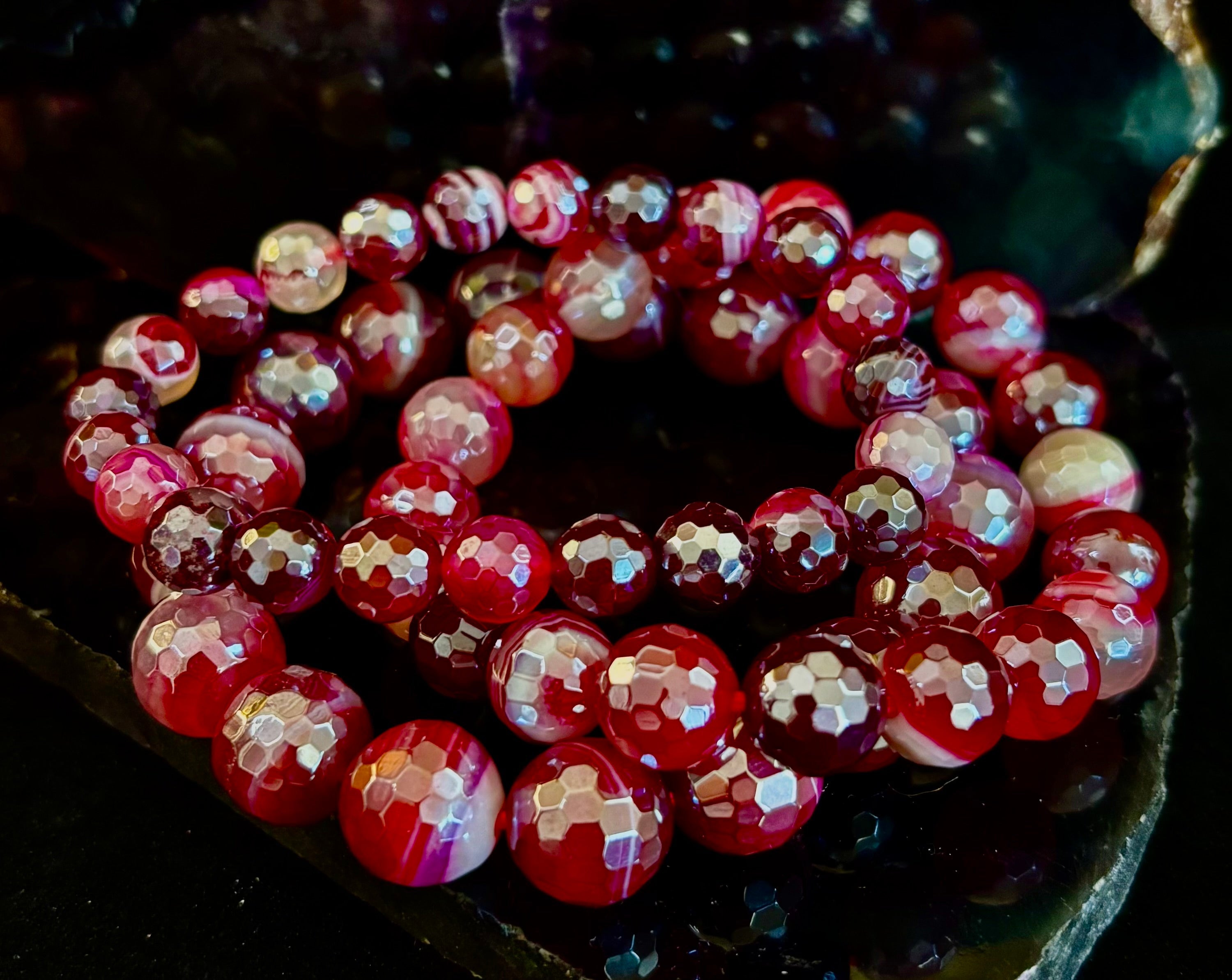 Fuchsia Prism Power Bracelet – Mystic Banded Agate (3 bead size options!)