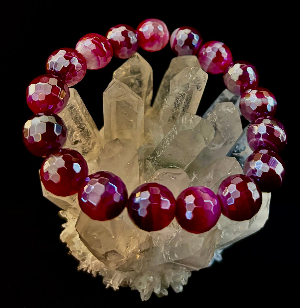 Fuchsia Prism Power Bracelet – Mystic Banded Agate (3 bead size options!)