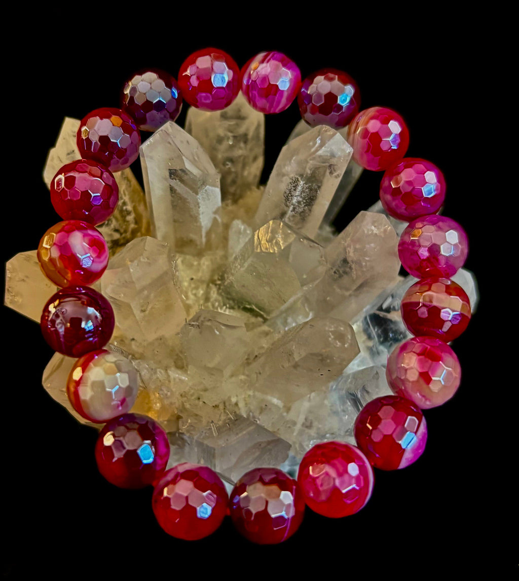 Fuchsia Prism Power Bracelet – Mystic Banded Agate (3 bead size options!)