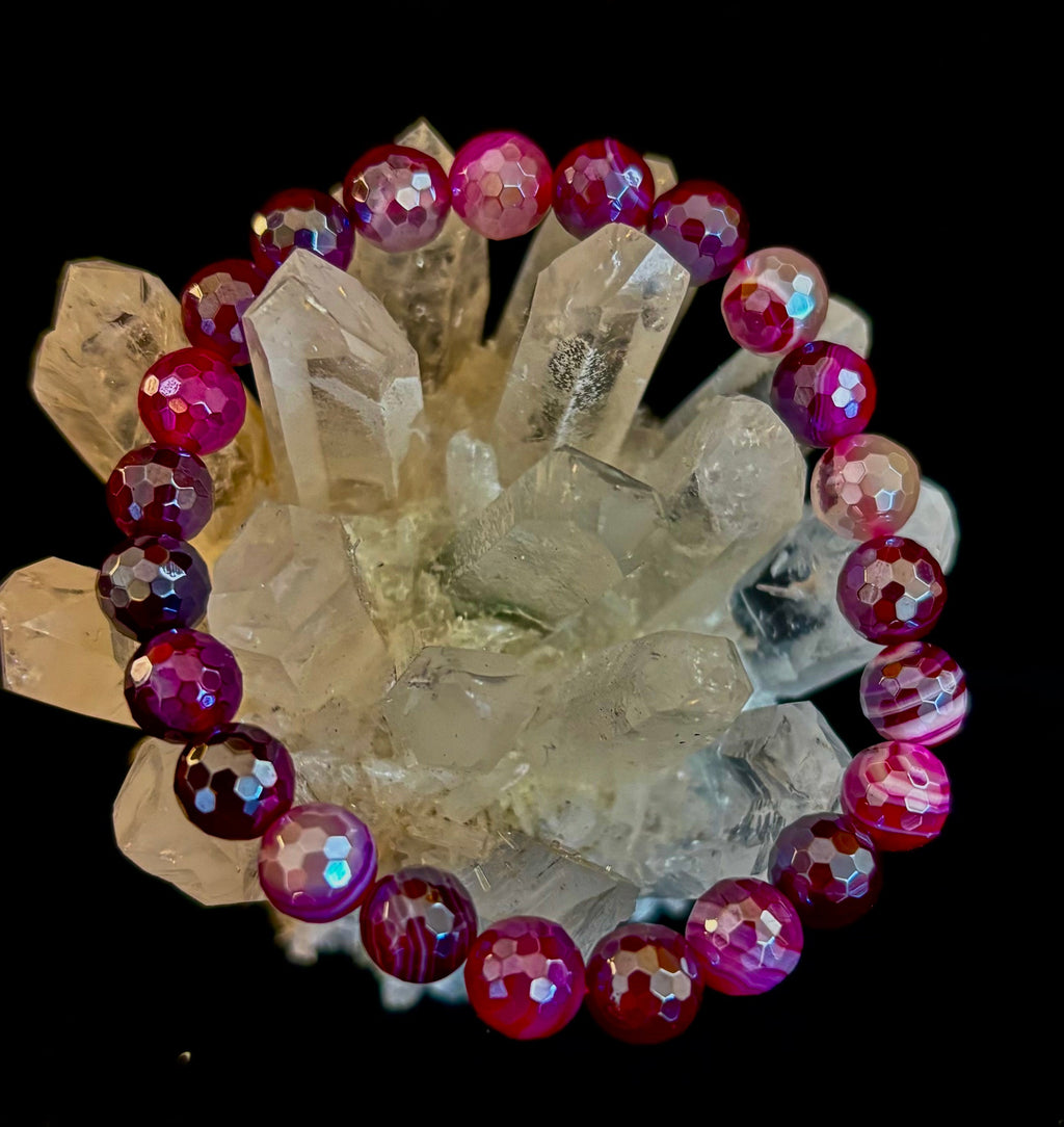 Fuchsia Prism Power Bracelet – Mystic Banded Agate (3 bead size options!)