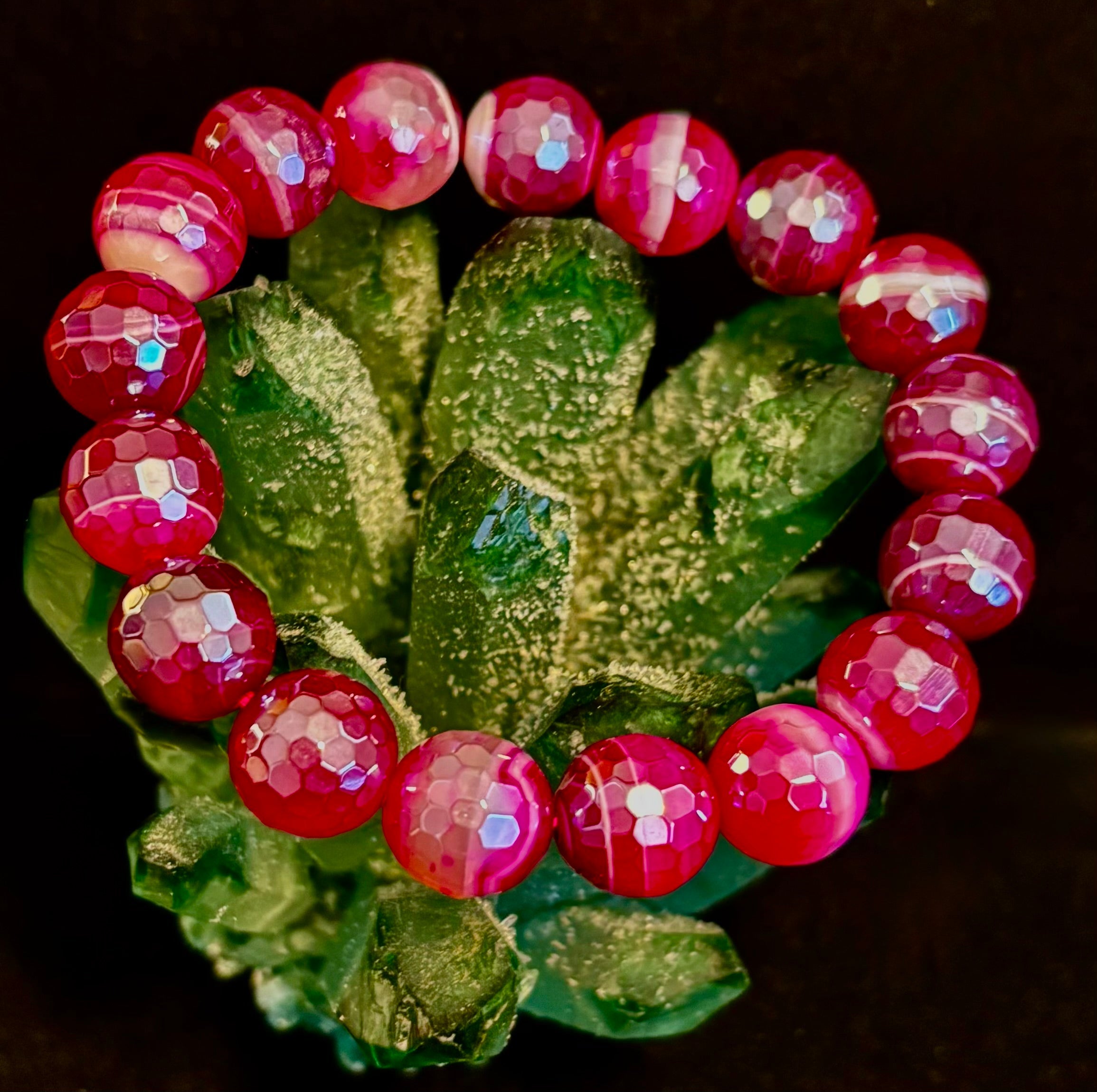 Fuchsia Prism Power Bracelet – Mystic Banded Agate (3 bead size options!)