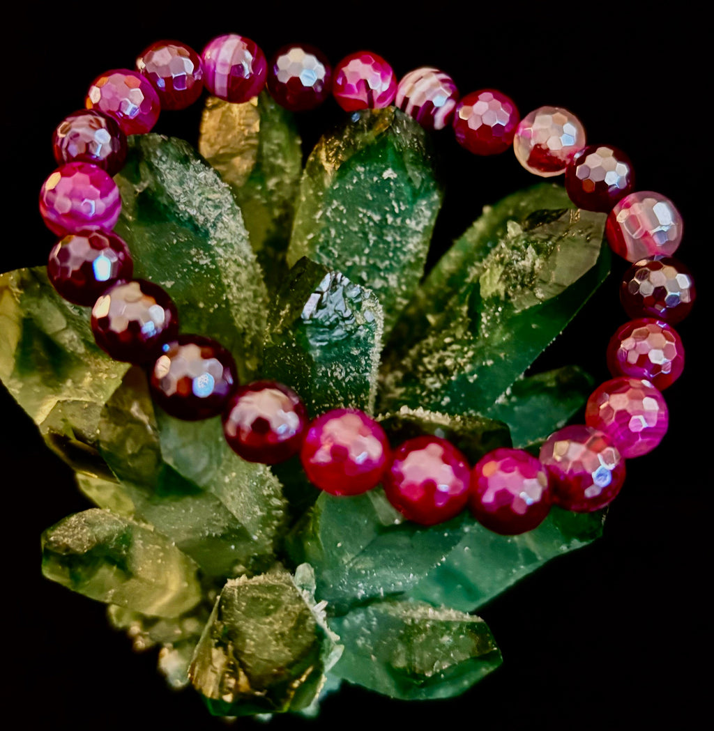 Fuchsia Prism Power Bracelet – Mystic Banded Agate (3 bead size options!)