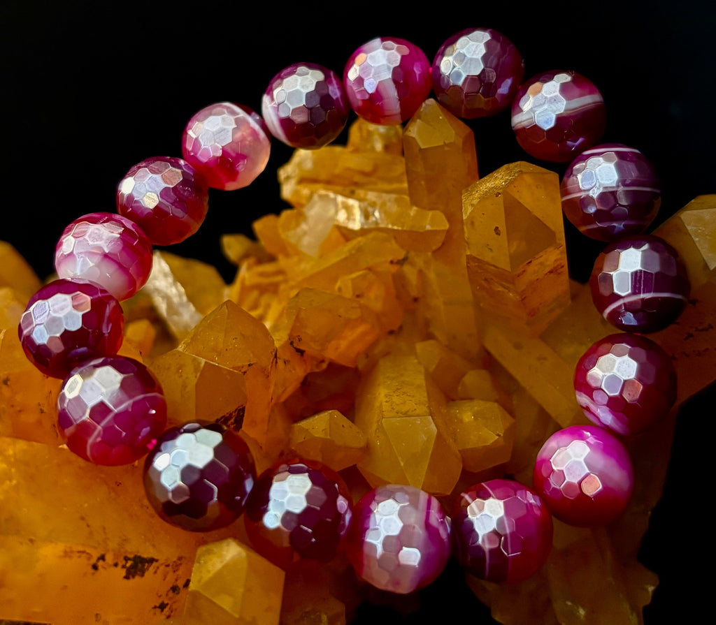 Fuchsia Prism Power Bracelet – Mystic Banded Agate (3 bead size options!)