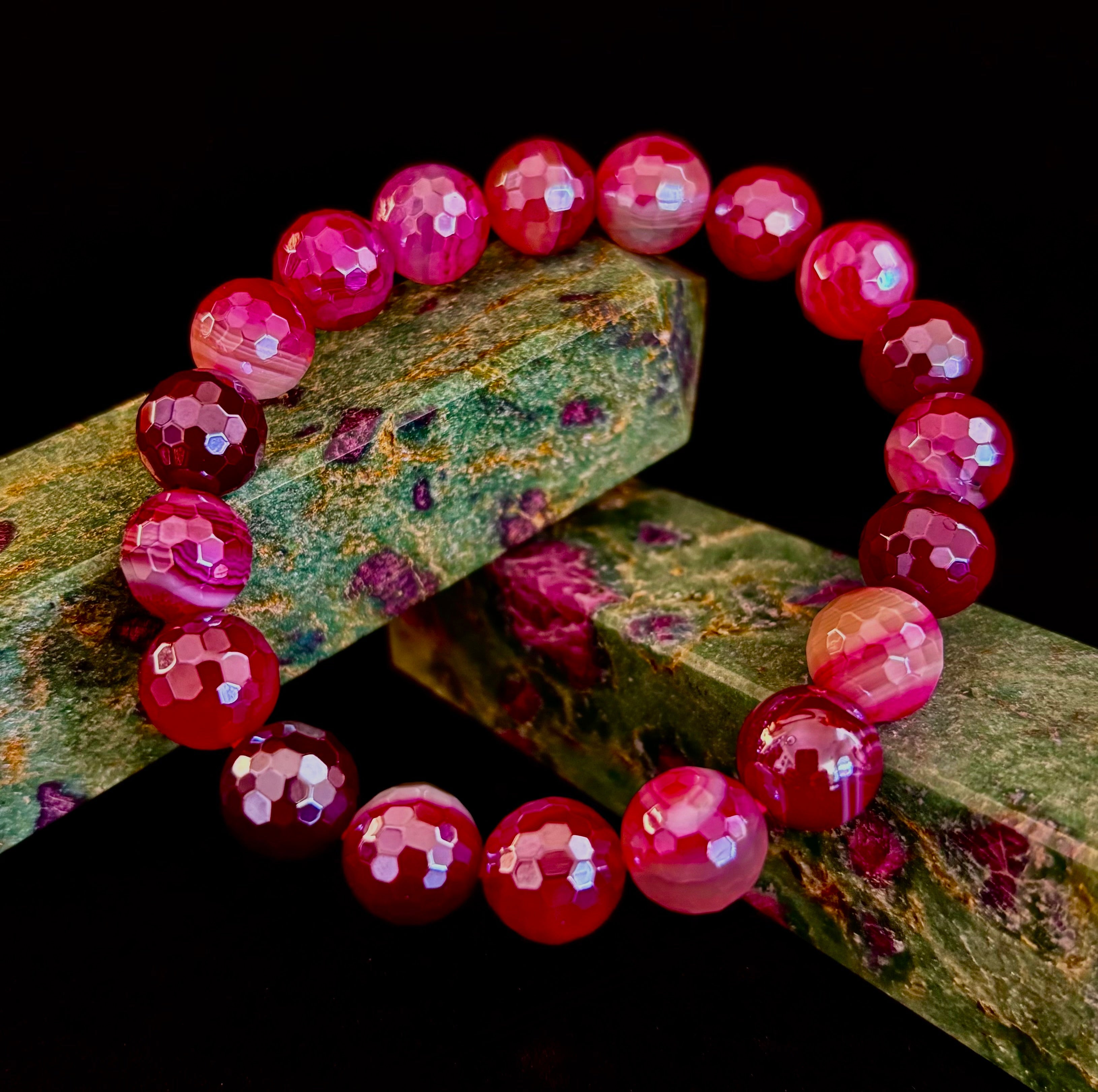 Fuchsia Prism Power Bracelet – Mystic Banded Agate (3 bead size options!)