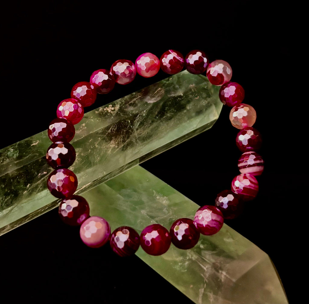 Fuchsia Prism Power Bracelet – Mystic Banded Agate (3 bead size options!)
