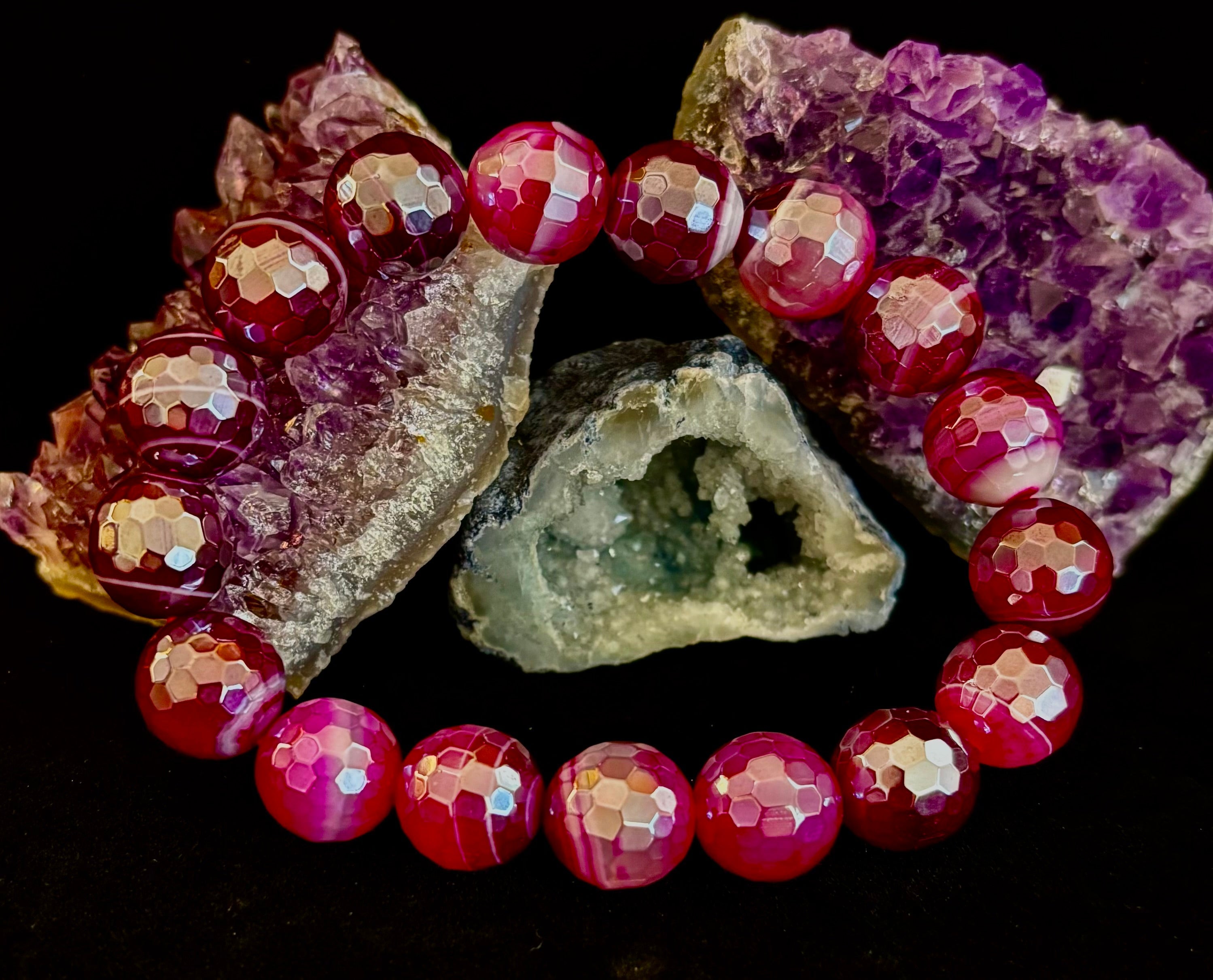 Fuchsia Prism Power Bracelet – Mystic Banded Agate (3 bead size options!)