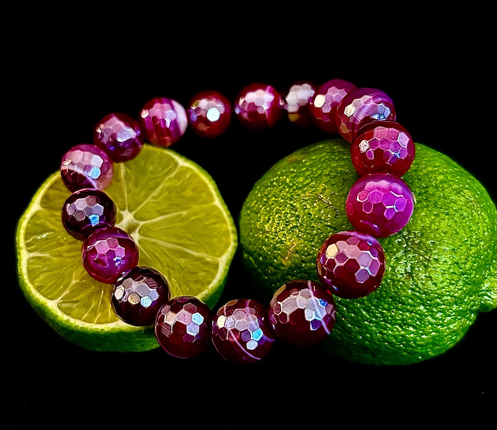 Fuchsia Prism Power Bracelet – Mystic Banded Agate (3 bead size options!)