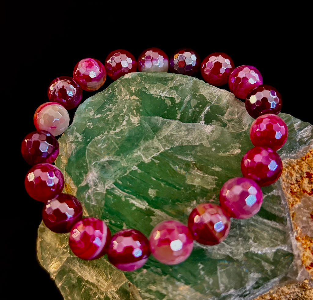 Fuchsia Prism Power Bracelet – Mystic Banded Agate (3 bead size options!)