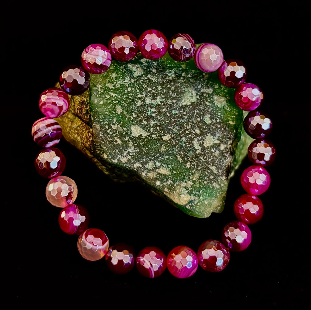 Fuchsia Prism Power Bracelet – Mystic Banded Agate (3 bead size options!)