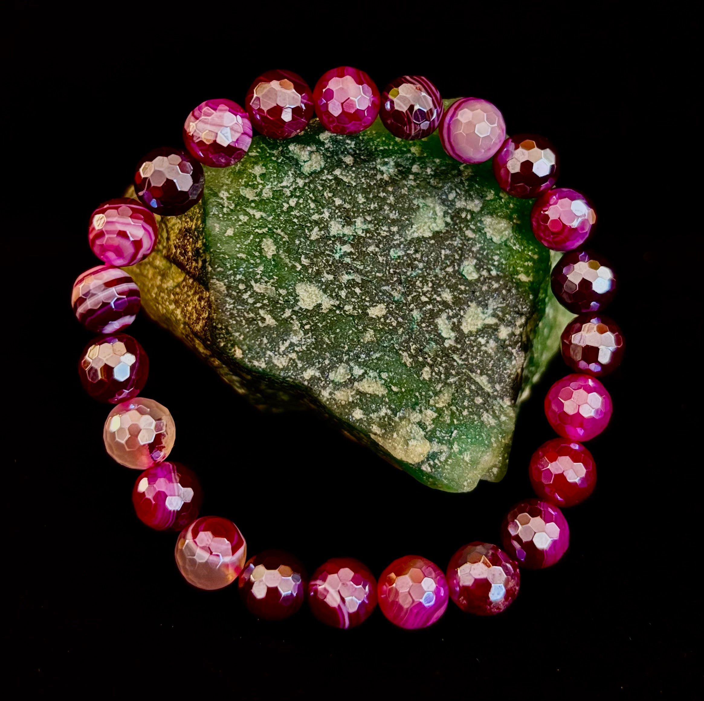 Fuchsia Prism Power Bracelet – Mystic Banded Agate (3 bead size options!)