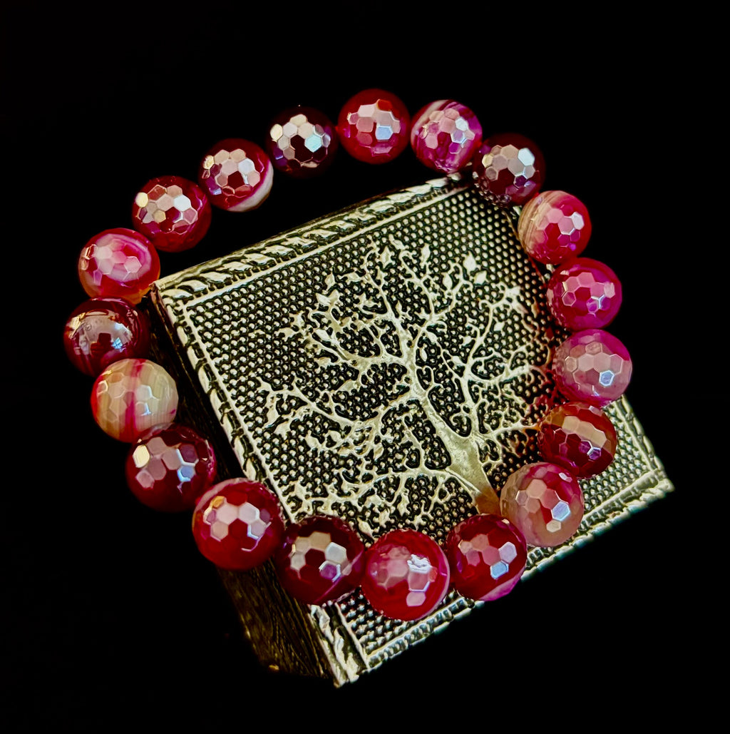Fuchsia Prism Power Bracelet – Mystic Banded Agate (3 bead size options!)