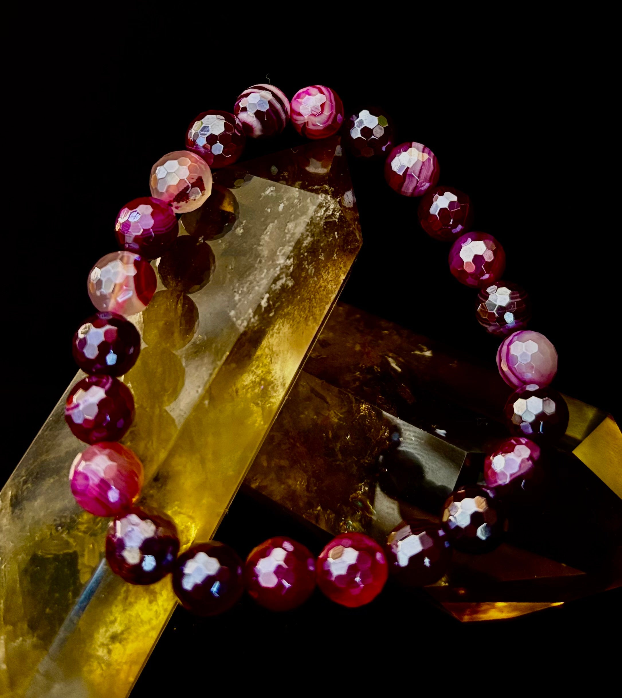 Fuchsia Prism Power Bracelet – Mystic Banded Agate (3 bead size options!)