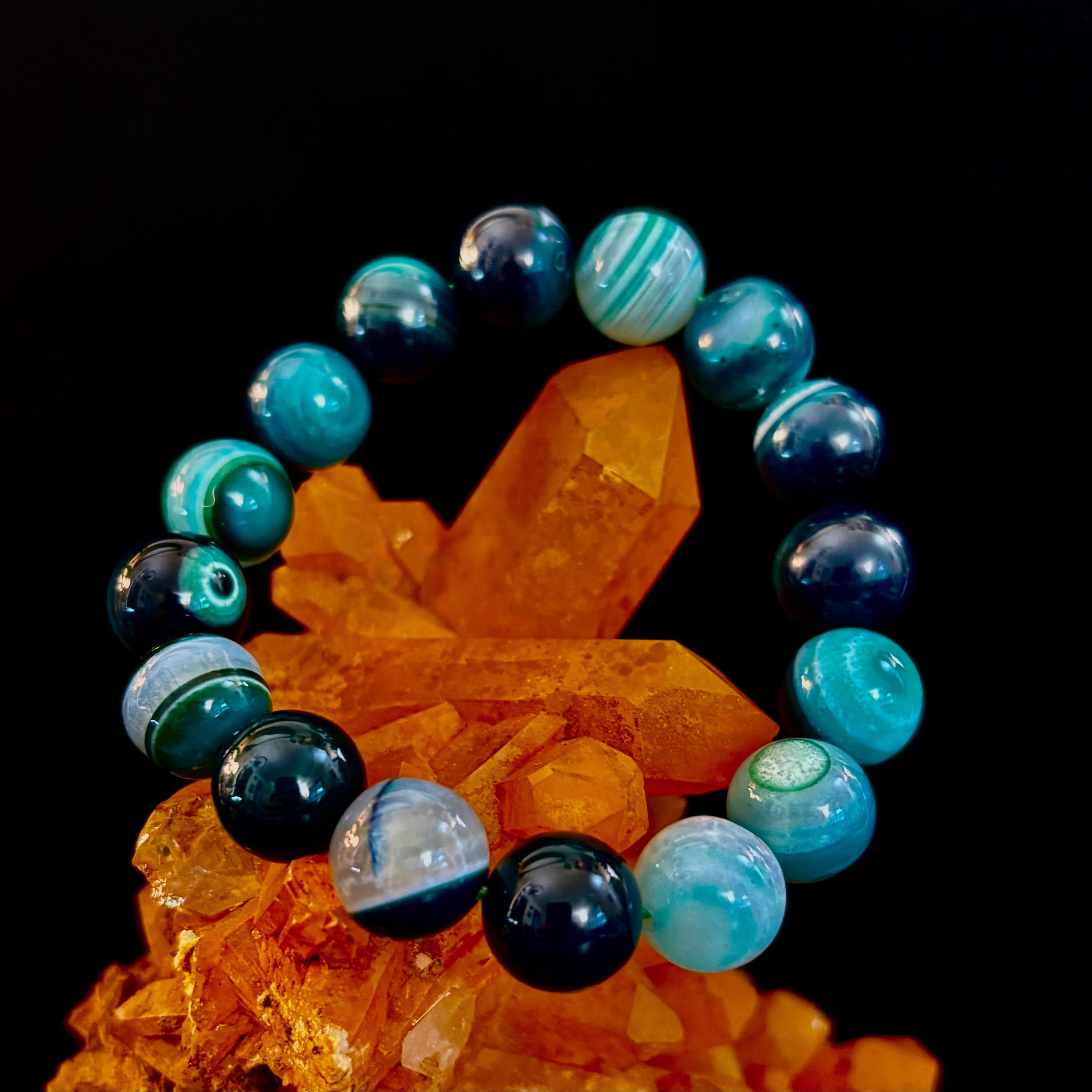 Wicked Fabulous Emerald Tide – Green Banded Agate Bracelet
