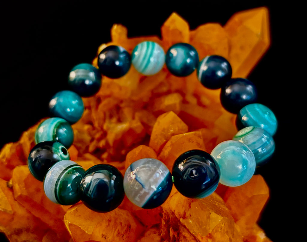 Wicked Fabulous Emerald Tide – Green Banded Agate Bracelet