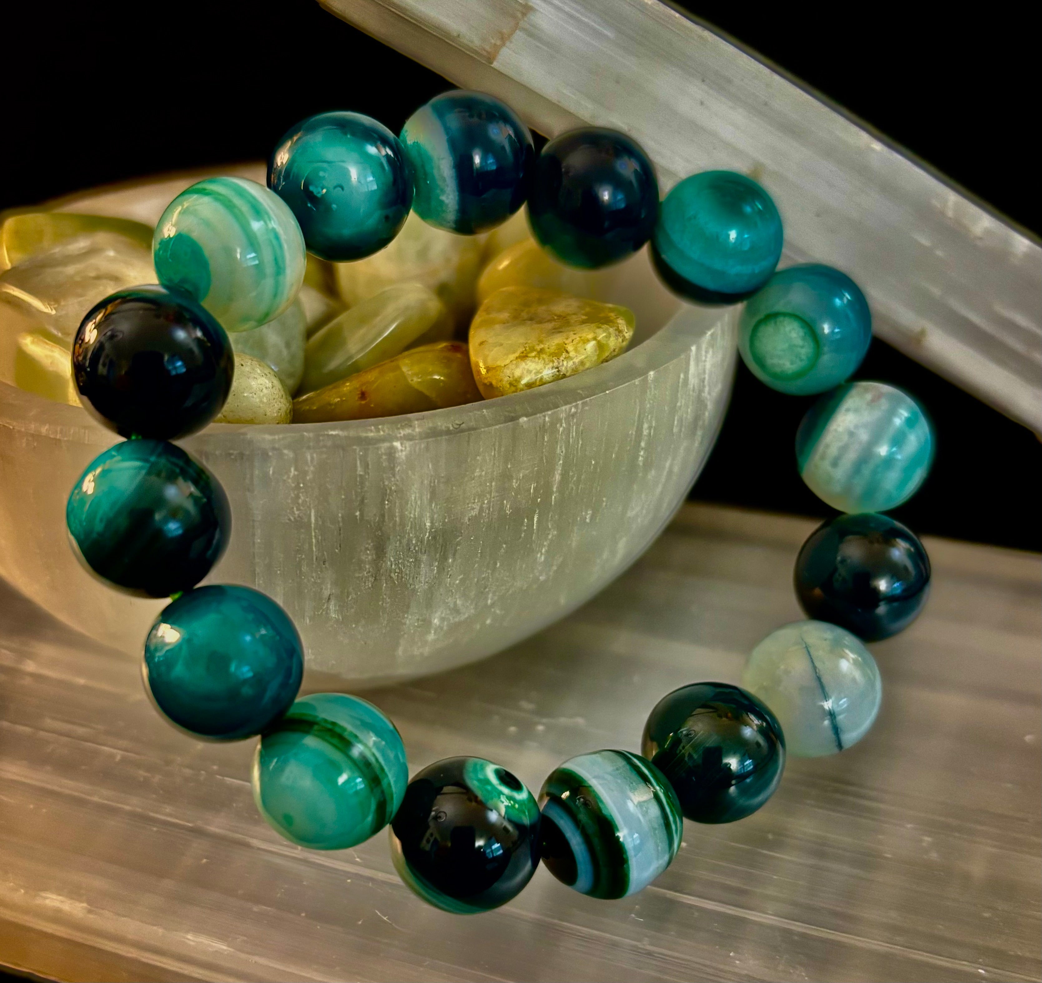 Wicked Fabulous Emerald Tide – Green Banded Agate Bracelet