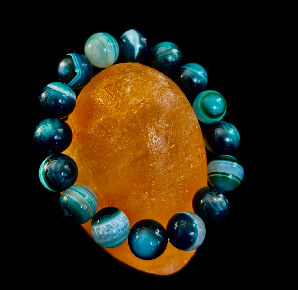 Wicked Fabulous Emerald Tide – Green Banded Agate Bracelet