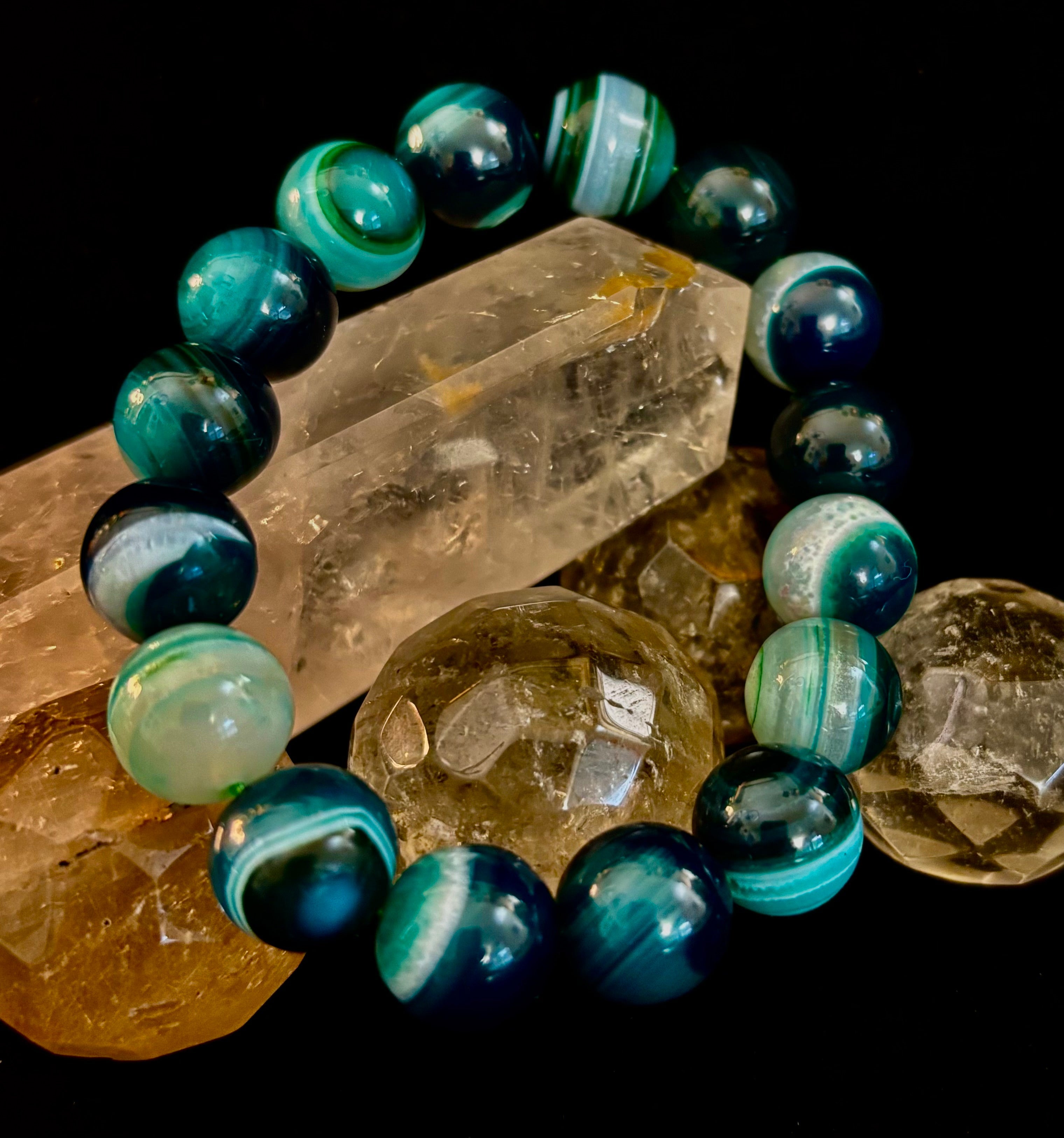 Wicked Fabulous Emerald Tide – Green Banded Agate Bracelet