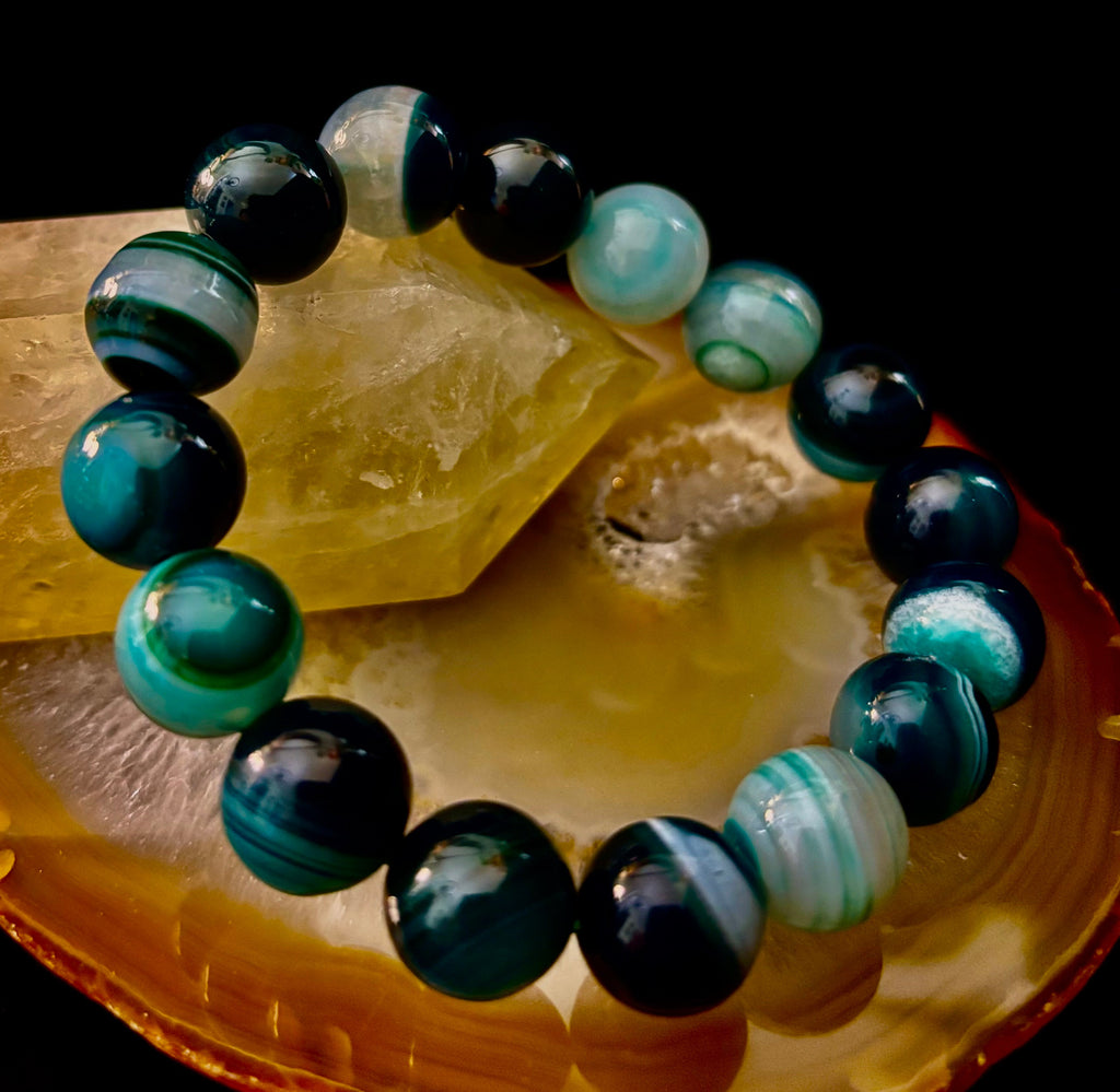 Wicked Fabulous Emerald Tide – Green Banded Agate Bracelet