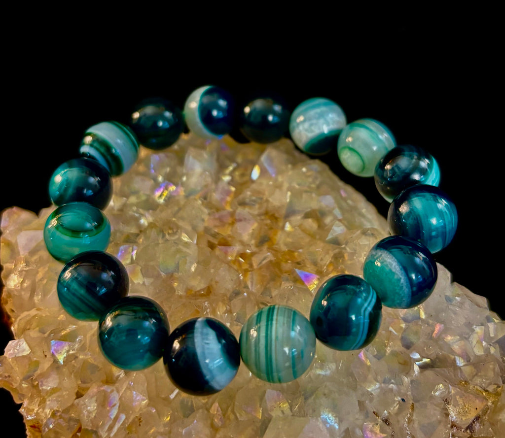 Wicked Fabulous Emerald Tide – Green Banded Agate Bracelet