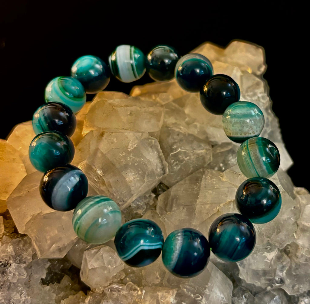Wicked Fabulous Emerald Tide – Green Banded Agate Bracelet