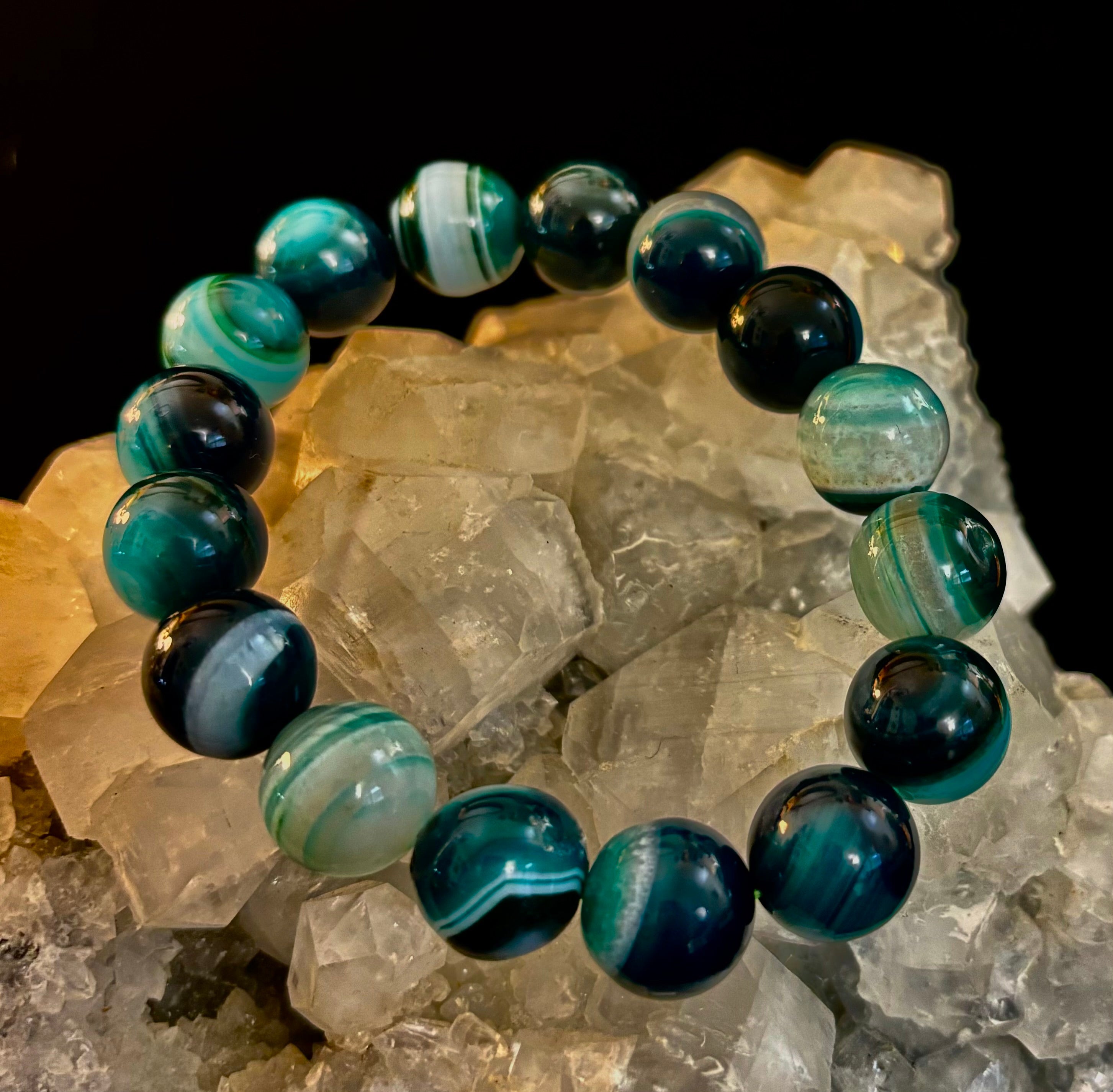 Wicked Fabulous Emerald Tide – Green Banded Agate Bracelet