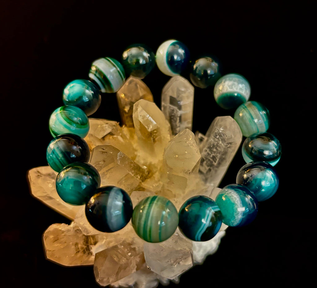 Wicked Fabulous Emerald Tide – Green Banded Agate Bracelet