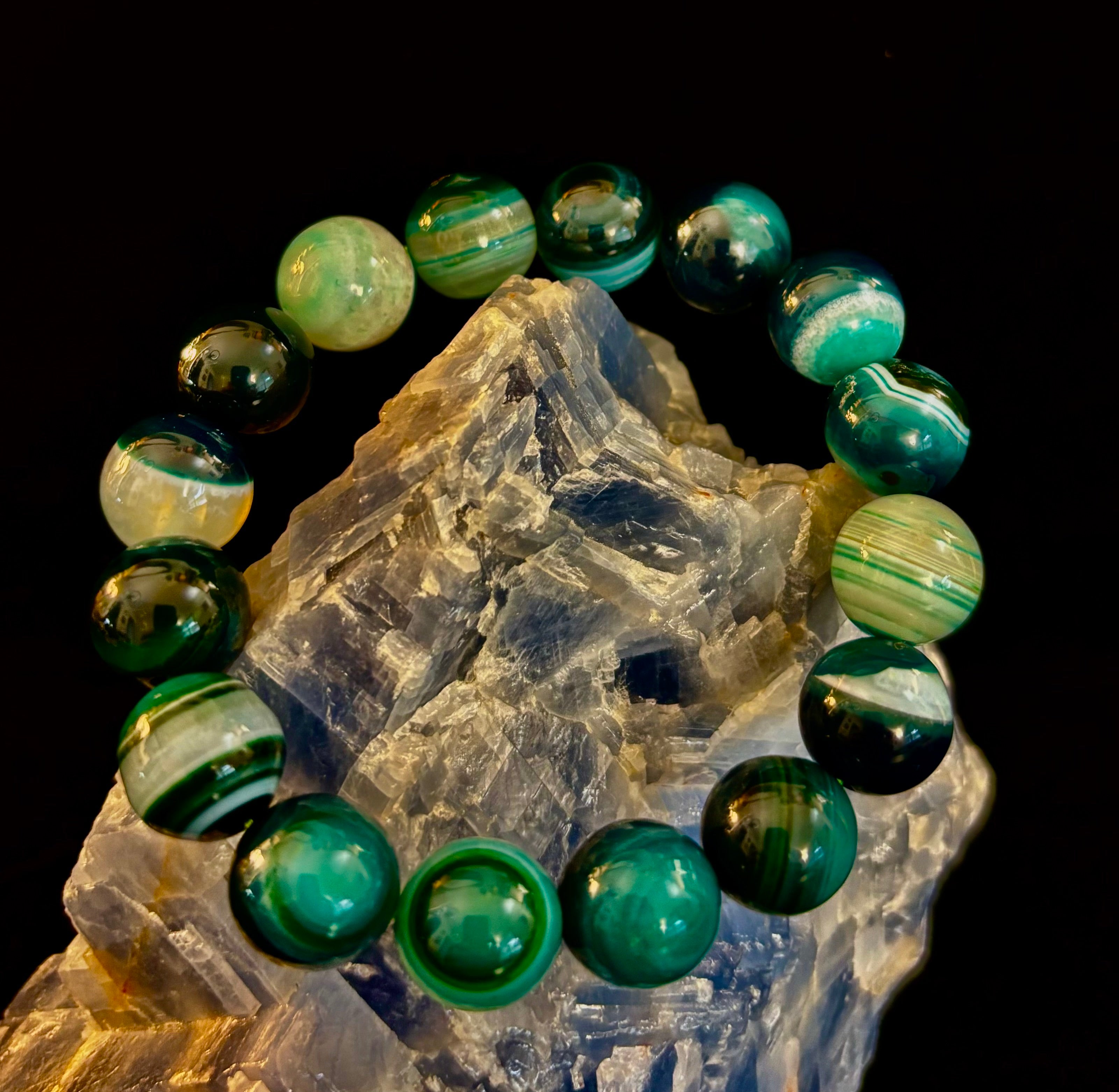 Wicked Fabulous Emerald Tide – Green Banded Agate Bracelet