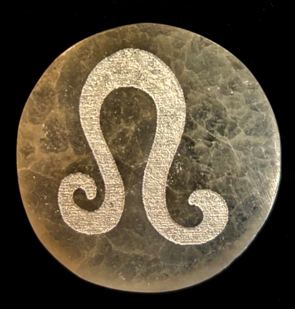 Zodiac Selenite Cleansing Coin – Crystal Cleansing & Astrology Energy Disc