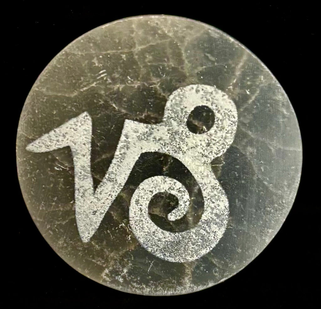 Zodiac Selenite Cleansing Coin – Crystal Cleansing & Astrology Energy Disc