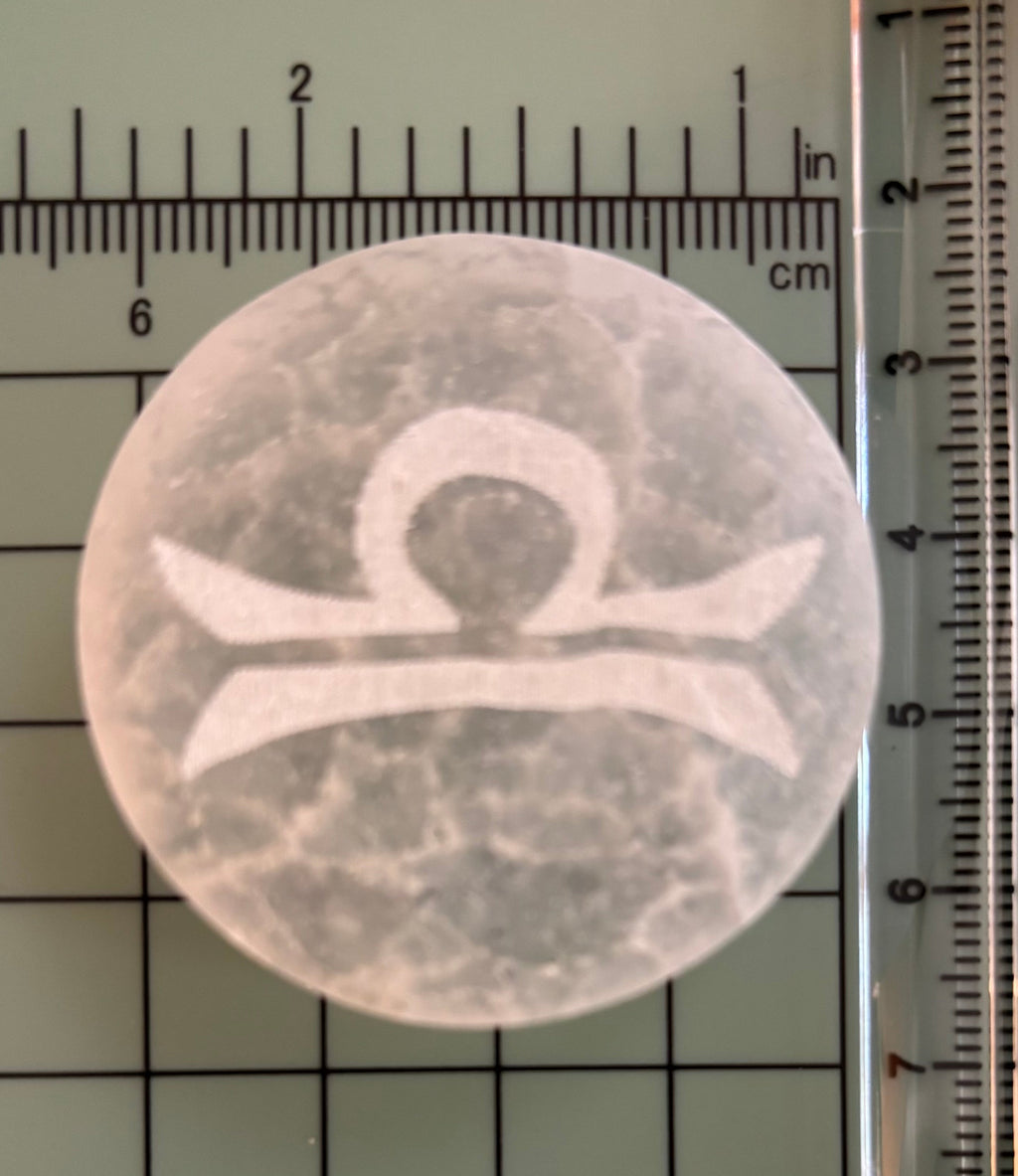 Zodiac Selenite Cleansing Coin – Crystal Cleansing & Astrology Energy Disc