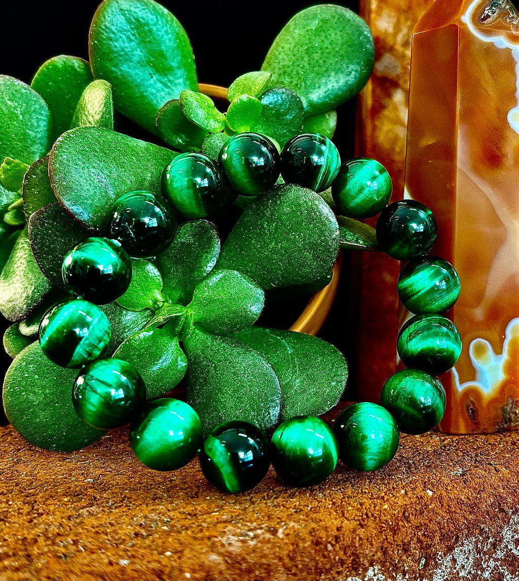Wicked Glam Green Tiger Eye Statement Bracelet