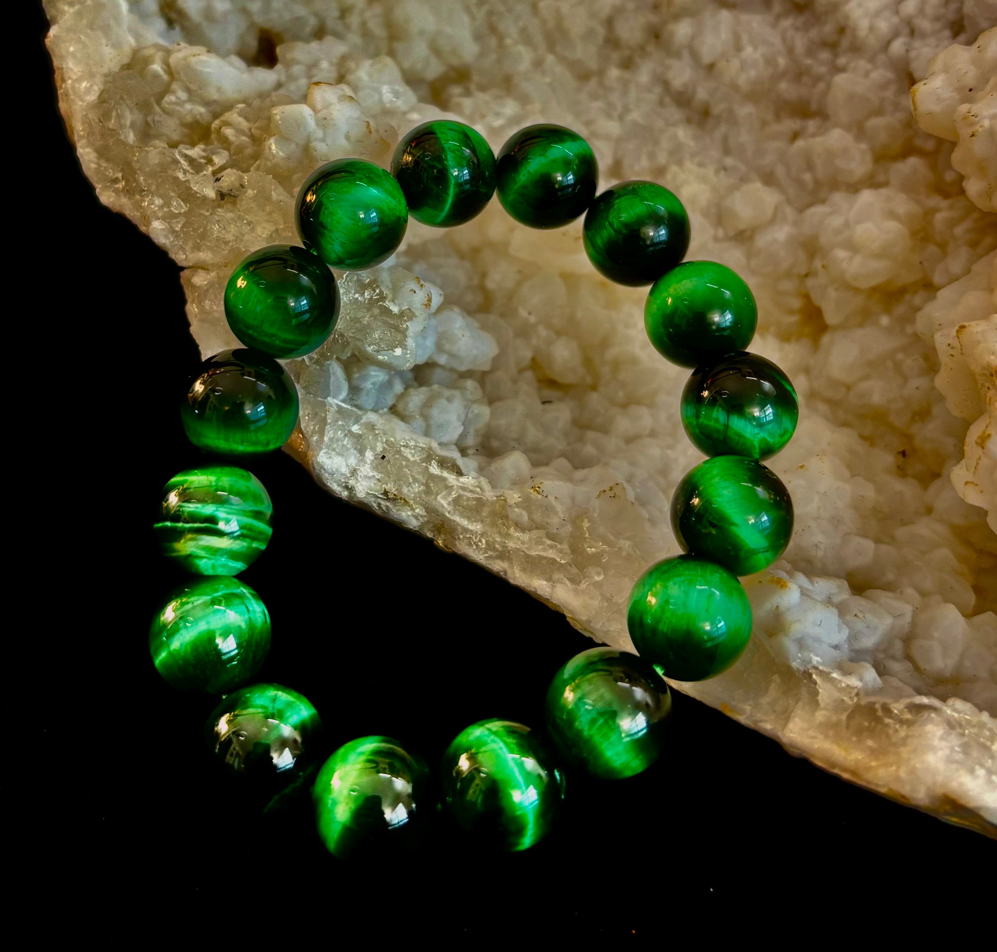 Wicked Glam Green Tiger Eye Statement Bracelet