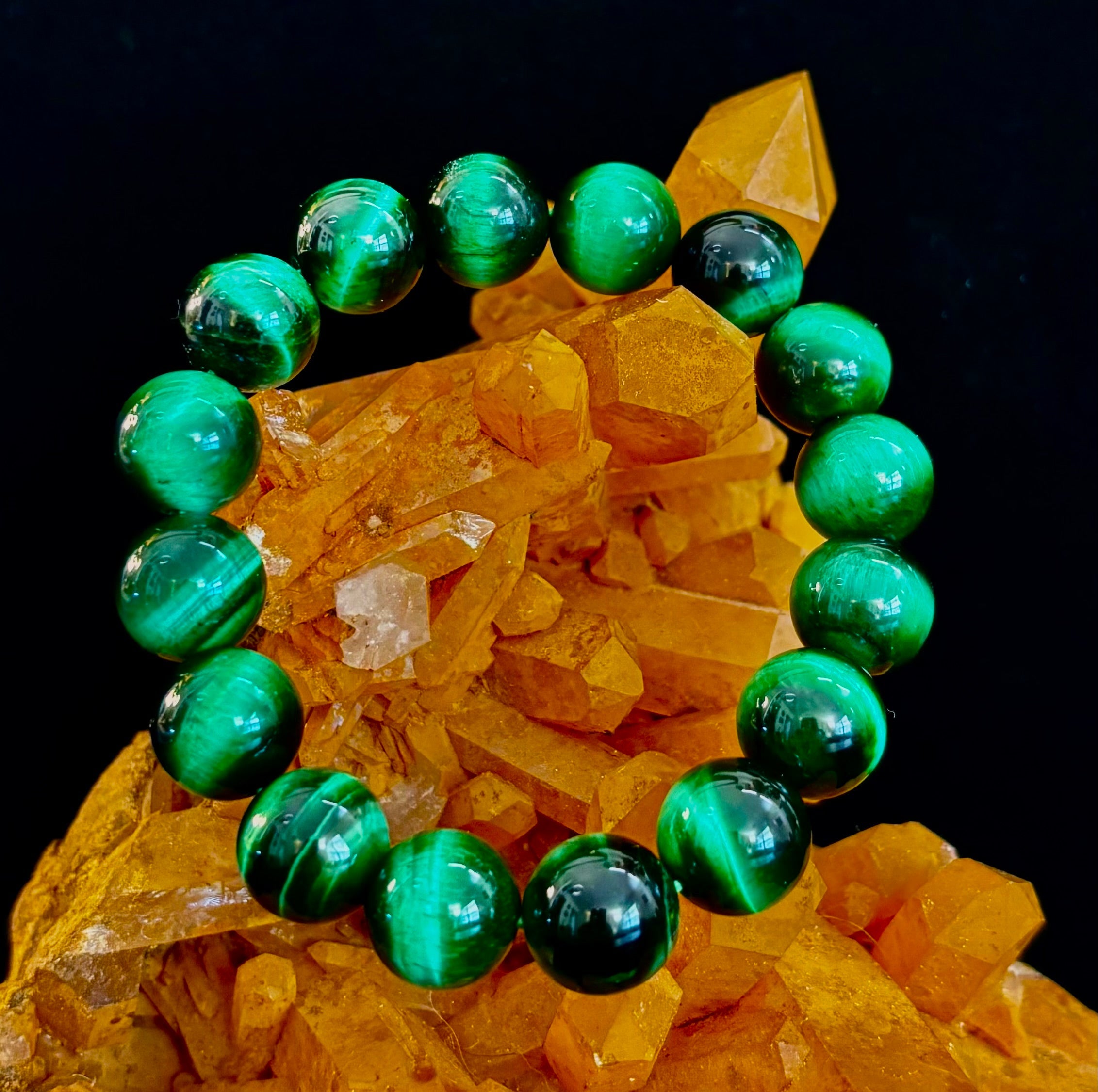 Wicked Glam Green Tiger Eye Statement Bracelet