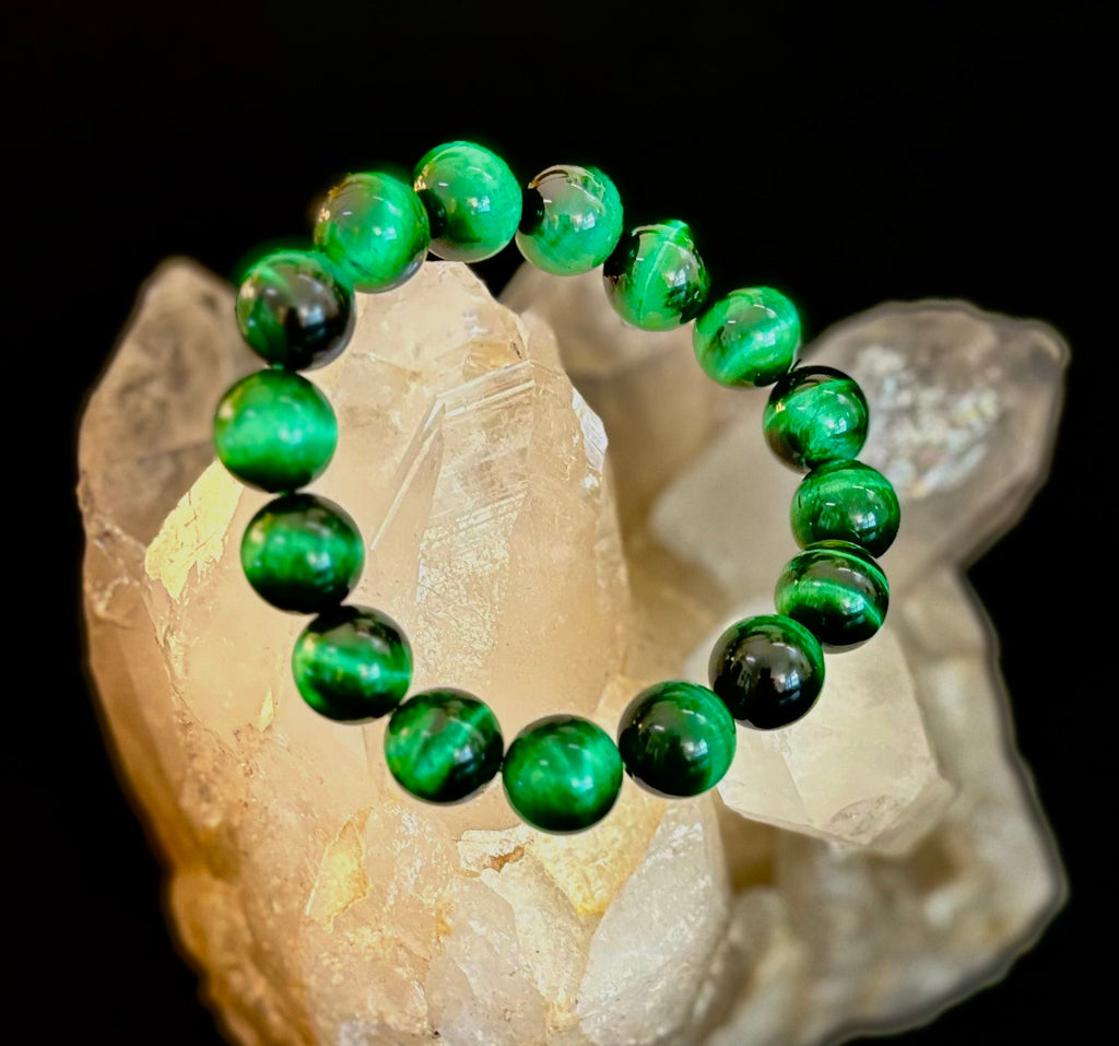 Wicked Glam Green Tiger Eye Statement Bracelet