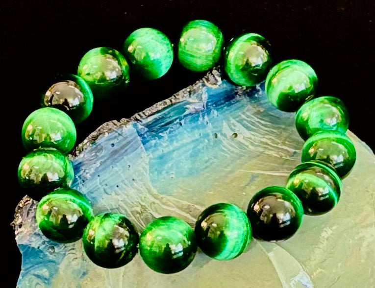 Wicked Glam Green Tiger Eye Statement Bracelet