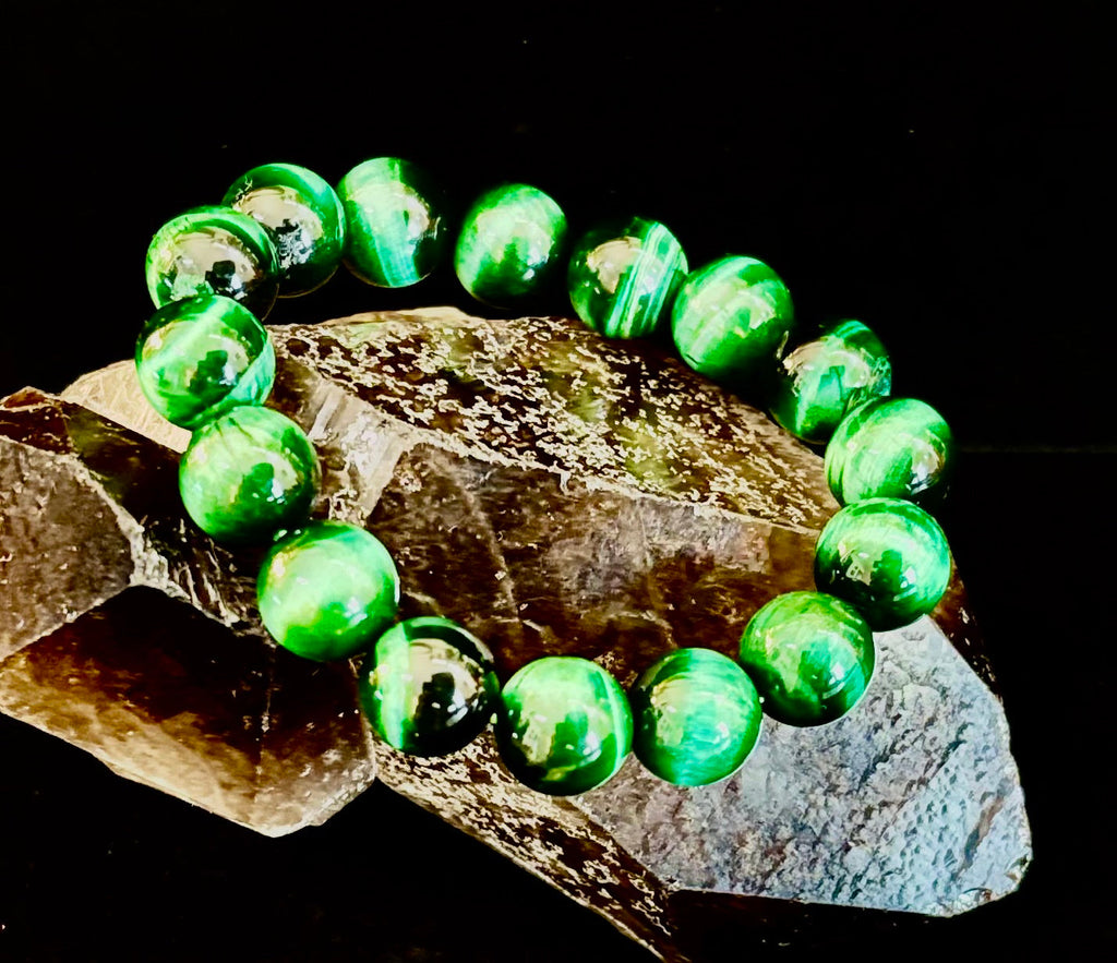 Wicked Glam Green Tiger Eye Statement Bracelet
