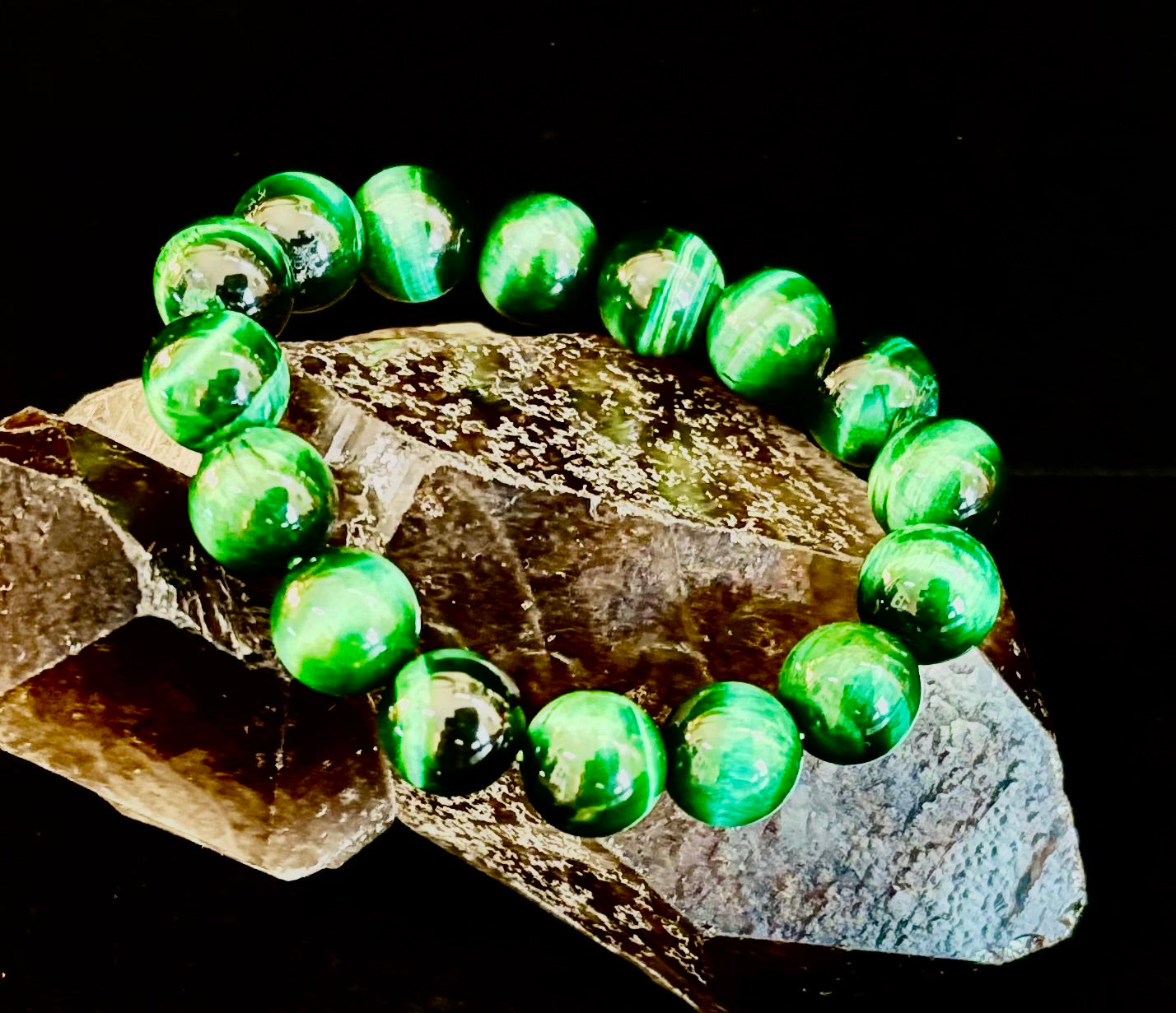 Wicked Glam Green Tiger Eye Statement Bracelet
