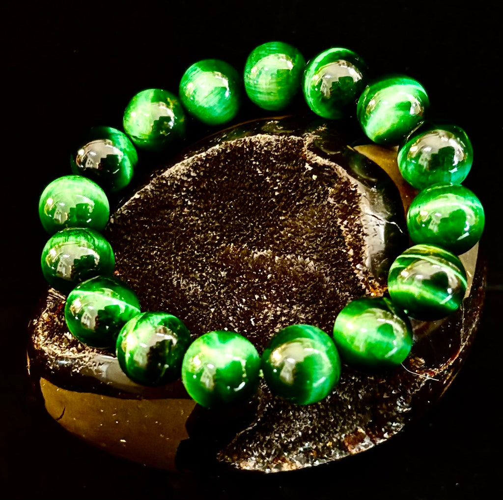 Wicked Glam Green Tiger Eye Statement Bracelet