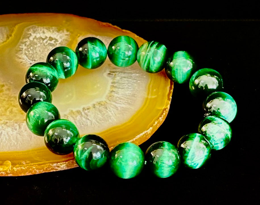 Wicked Glam Green Tiger Eye Statement Bracelet