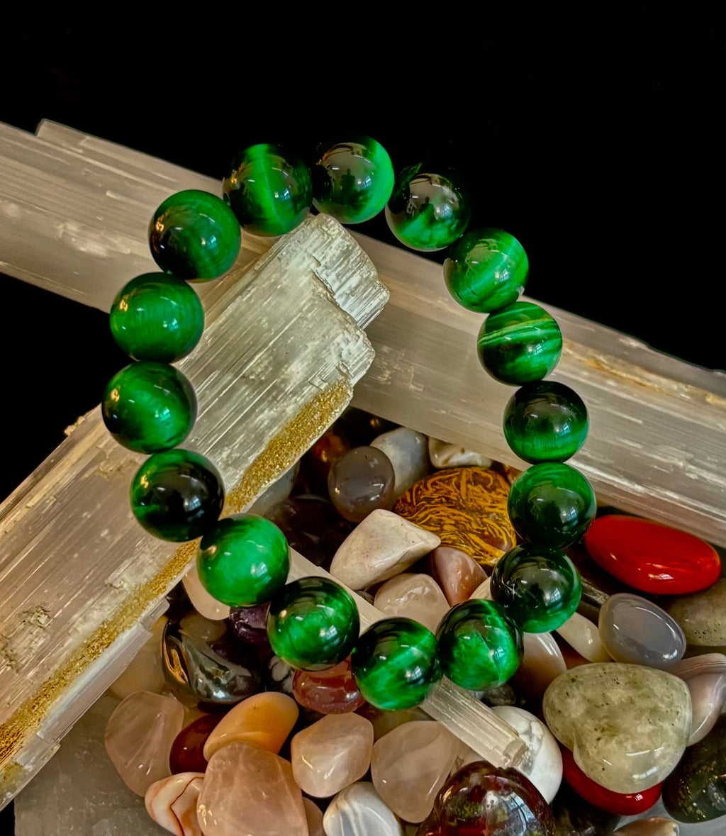 Wicked Glam Green Tiger Eye Statement Bracelet