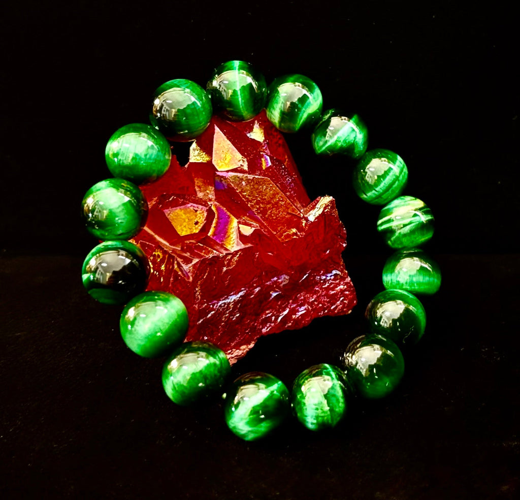 Wicked Glam Green Tiger Eye Statement Bracelet