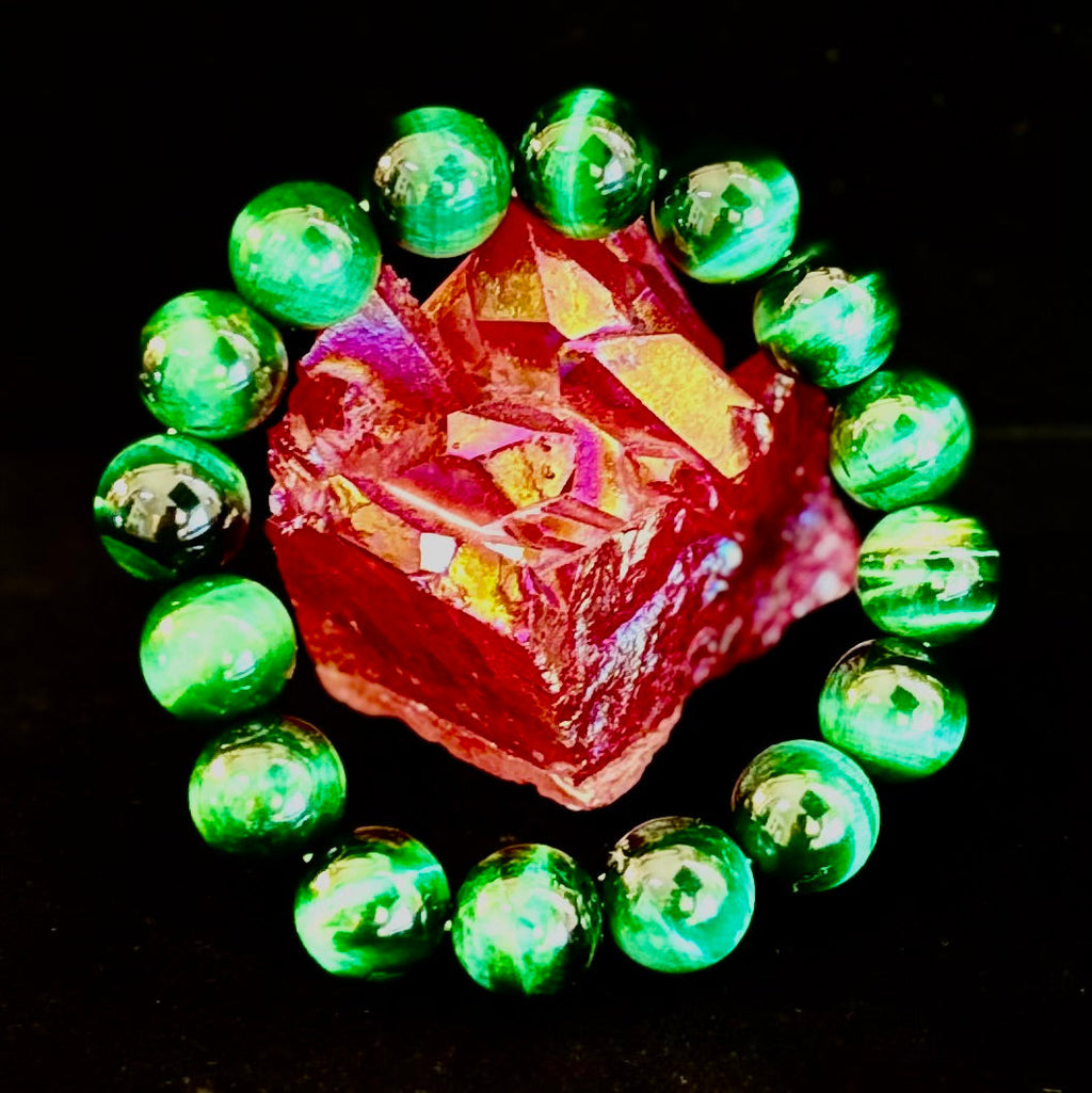 Wicked Glam Green Tiger Eye Statement Bracelet