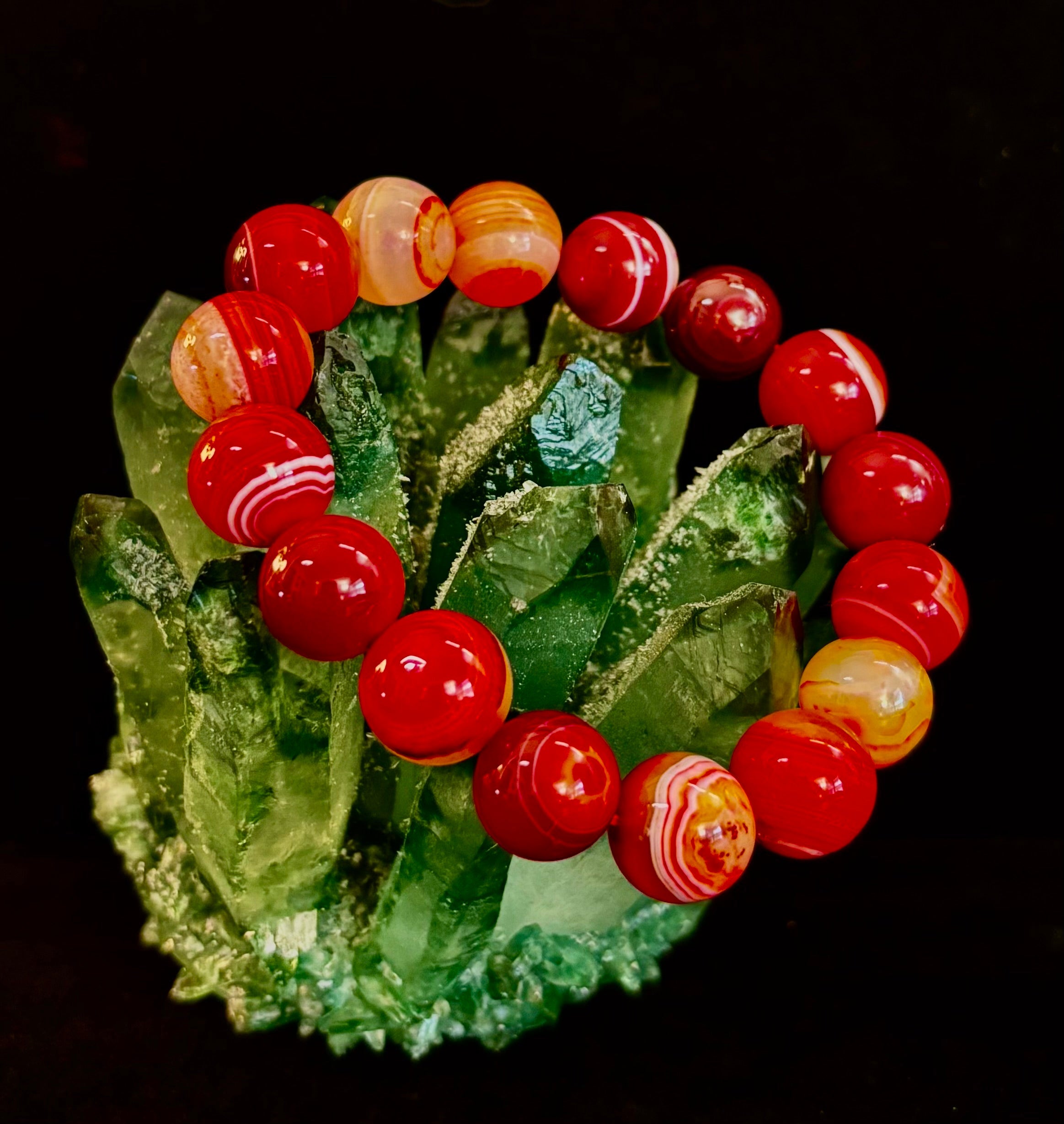 Fiery Spirit Red Banded Agate Bracelet