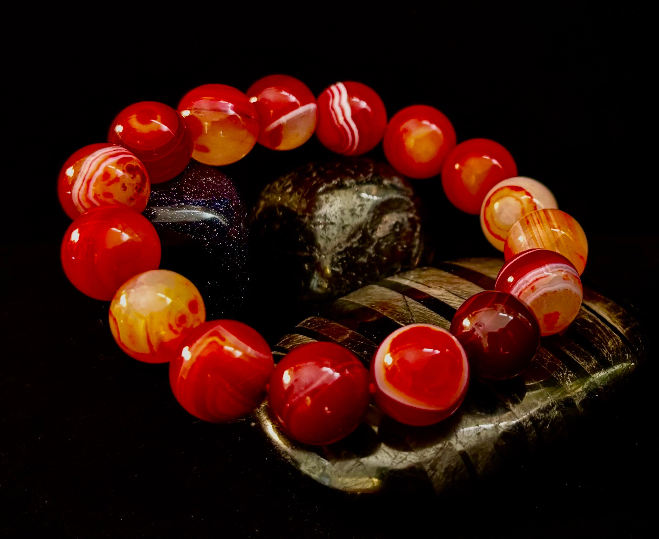 Fiery Spirit Red Banded Agate Bracelet